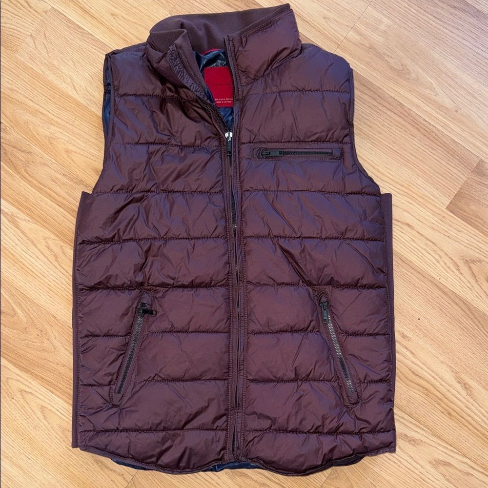 Zara Brown Quilted Puffer Vest Outdoors Size Medium